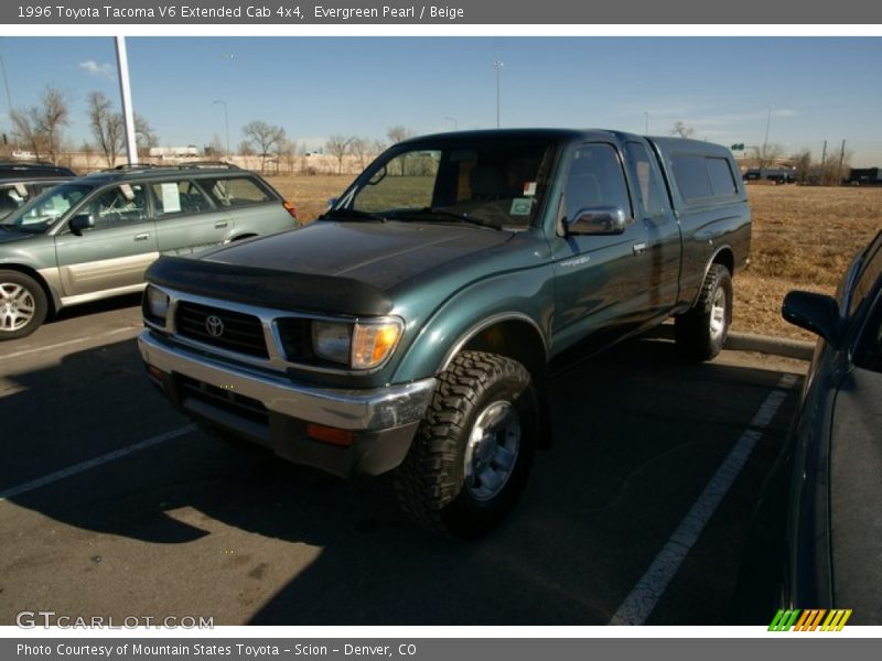 Evergreen Pearl / Beige 1996 Toyota Tacoma V6 Extended Cab 4x4