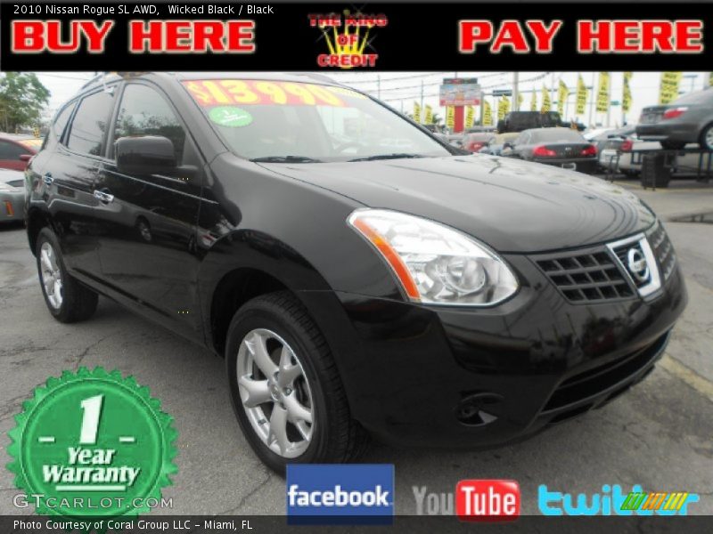 Wicked Black / Black 2010 Nissan Rogue SL AWD