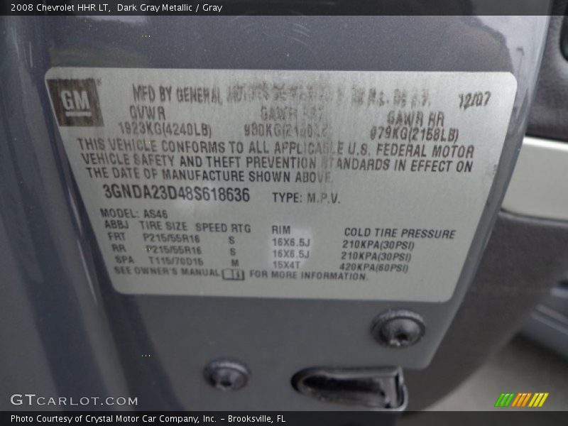 Dark Gray Metallic / Gray 2008 Chevrolet HHR LT