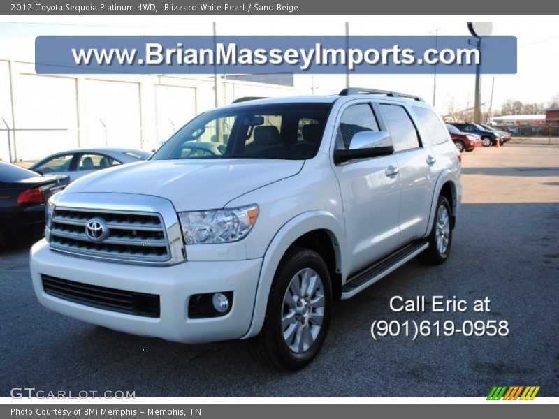 Blizzard White Pearl / Sand Beige 2012 Toyota Sequoia Platinum 4WD