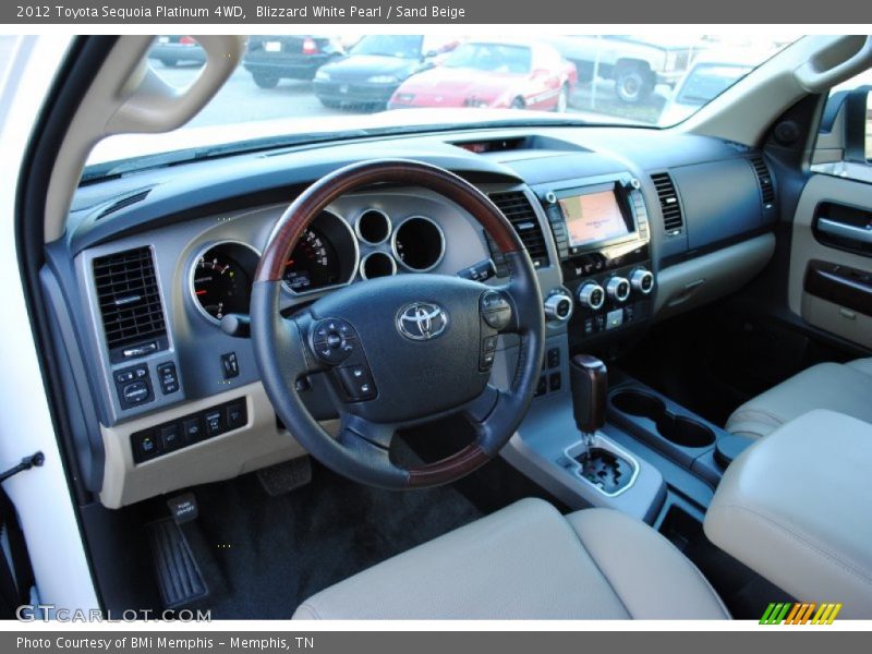 Blizzard White Pearl / Sand Beige 2012 Toyota Sequoia Platinum 4WD