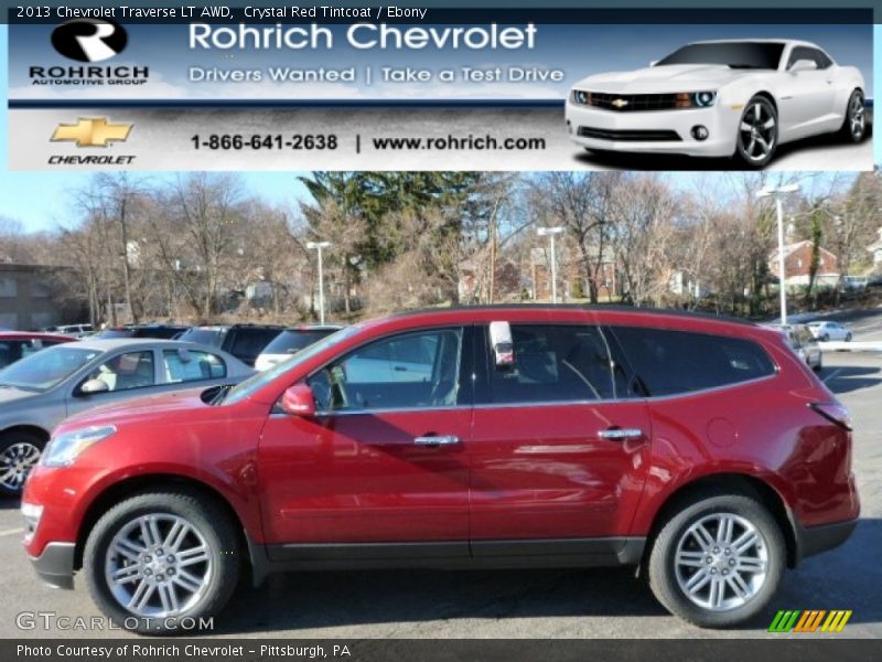 Crystal Red Tintcoat / Ebony 2013 Chevrolet Traverse LT AWD