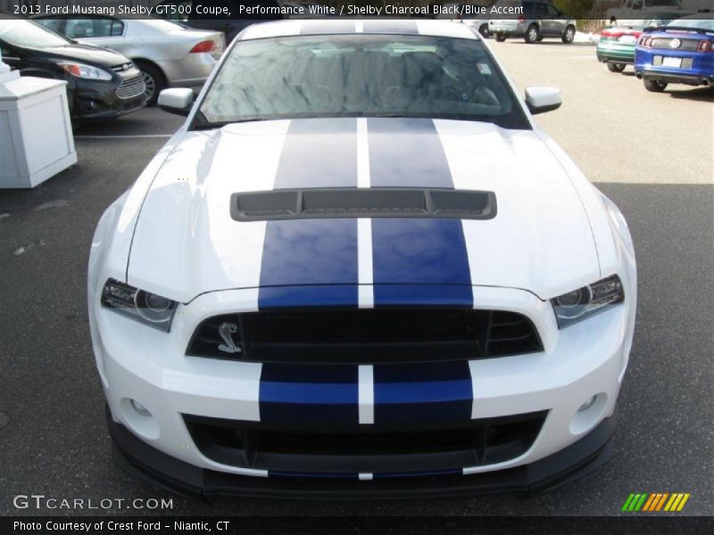 Performance White / Shelby Charcoal Black/Blue Accent 2013 Ford Mustang Shelby GT500 Coupe