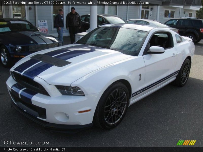 Performance White / Shelby Charcoal Black/Blue Accent 2013 Ford Mustang Shelby GT500 Coupe
