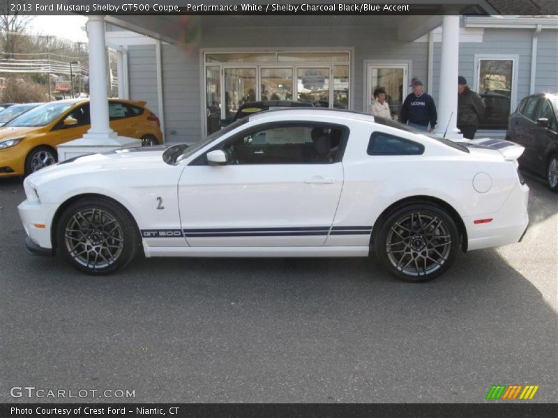Performance White / Shelby Charcoal Black/Blue Accent 2013 Ford Mustang Shelby GT500 Coupe