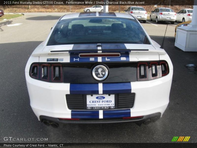 Performance White / Shelby Charcoal Black/Blue Accent 2013 Ford Mustang Shelby GT500 Coupe