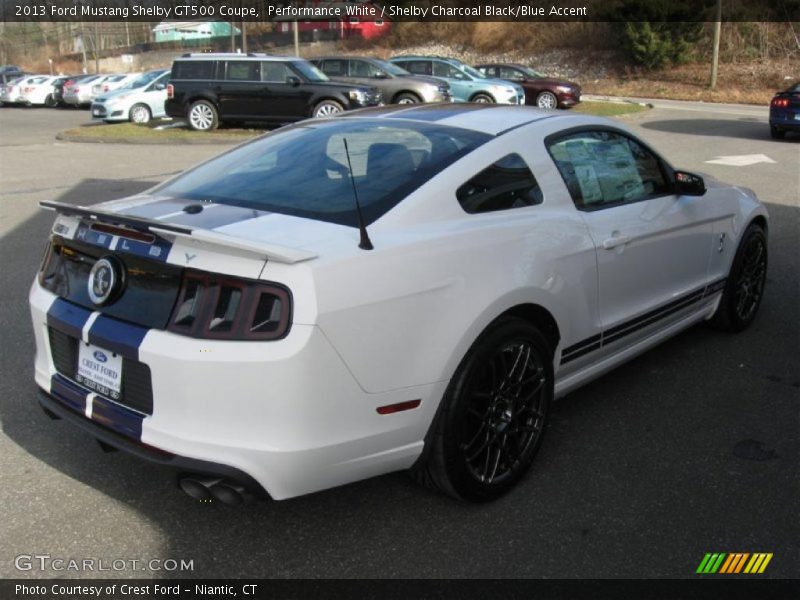 Performance White / Shelby Charcoal Black/Blue Accent 2013 Ford Mustang Shelby GT500 Coupe