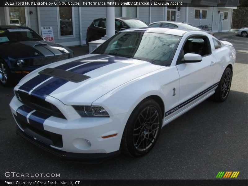 Performance White / Shelby Charcoal Black/Blue Accent 2013 Ford Mustang Shelby GT500 Coupe