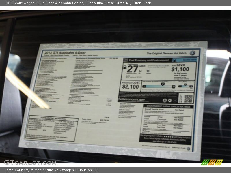 Deep Black Pearl Metallic / Titan Black 2013 Volkswagen GTI 4 Door Autobahn Edition