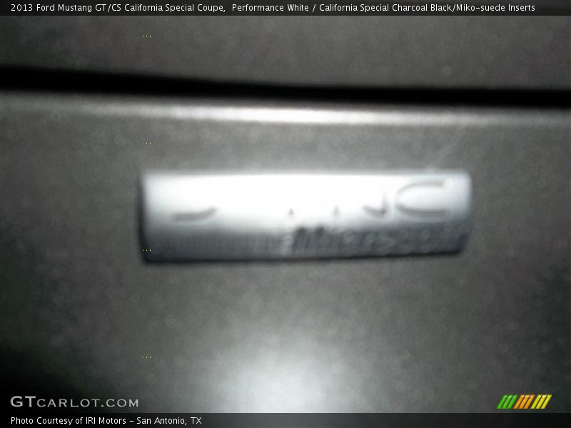 Performance White / California Special Charcoal Black/Miko-suede Inserts 2013 Ford Mustang GT/CS California Special Coupe
