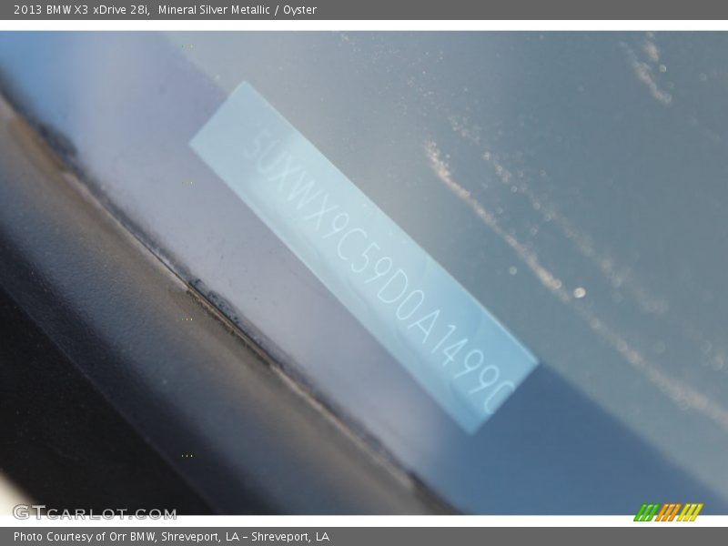Mineral Silver Metallic / Oyster 2013 BMW X3 xDrive 28i