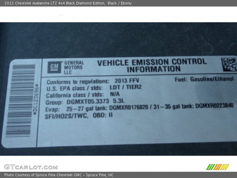 Black / Ebony 2013 Chevrolet Avalanche LTZ 4x4 Black Diamond Edition