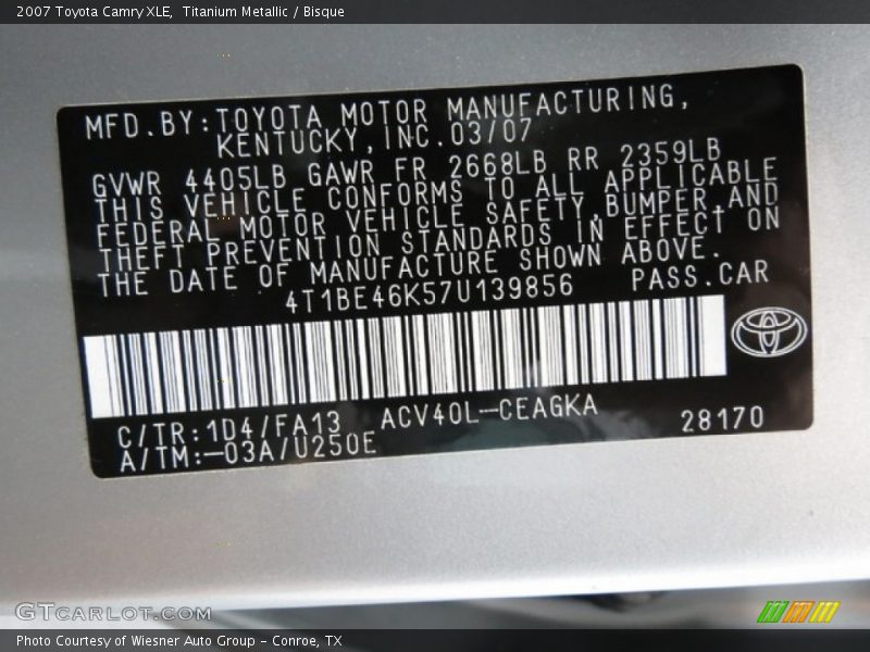 Titanium Metallic / Bisque 2007 Toyota Camry XLE