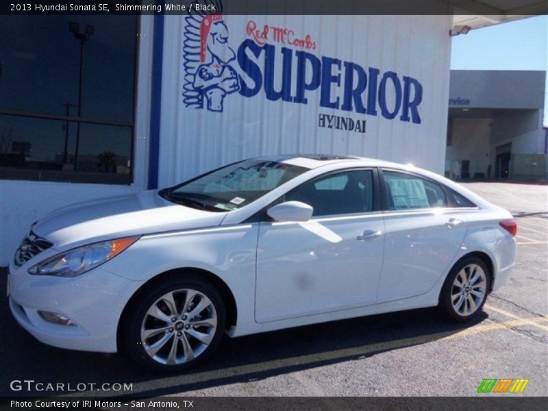 Shimmering White / Black 2013 Hyundai Sonata SE