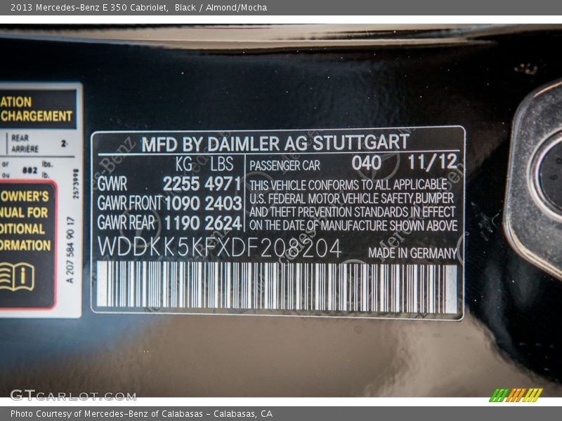 Black / Almond/Mocha 2013 Mercedes-Benz E 350 Cabriolet