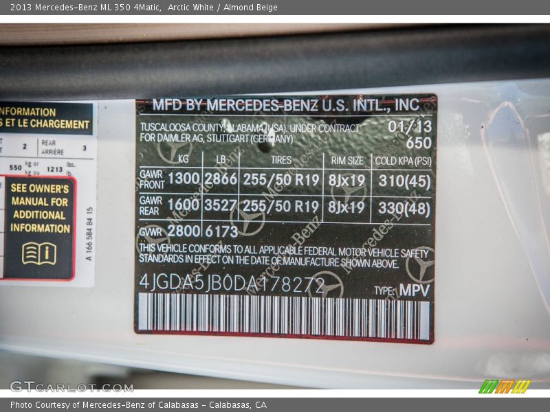 Arctic White / Almond Beige 2013 Mercedes-Benz ML 350 4Matic