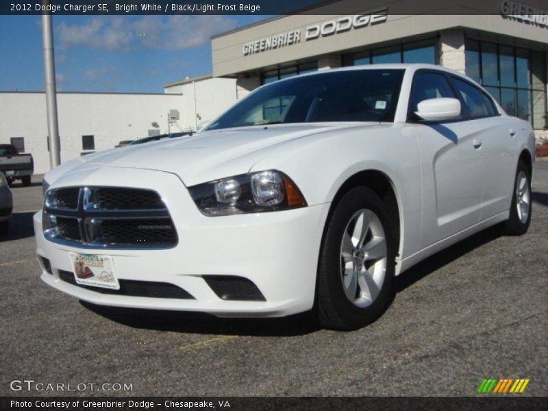 Bright White / Black/Light Frost Beige 2012 Dodge Charger SE