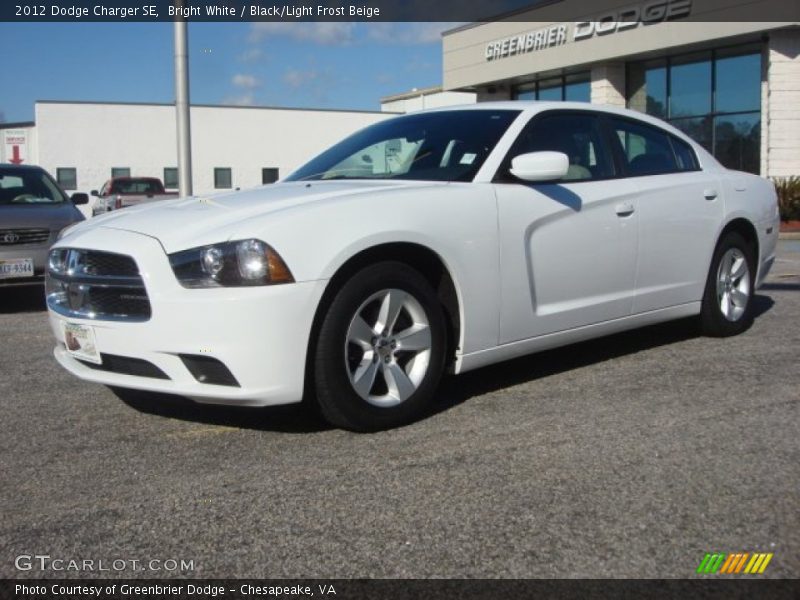 Bright White / Black/Light Frost Beige 2012 Dodge Charger SE