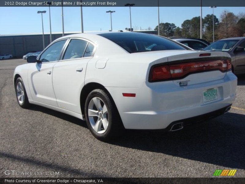 Bright White / Black/Light Frost Beige 2012 Dodge Charger SE