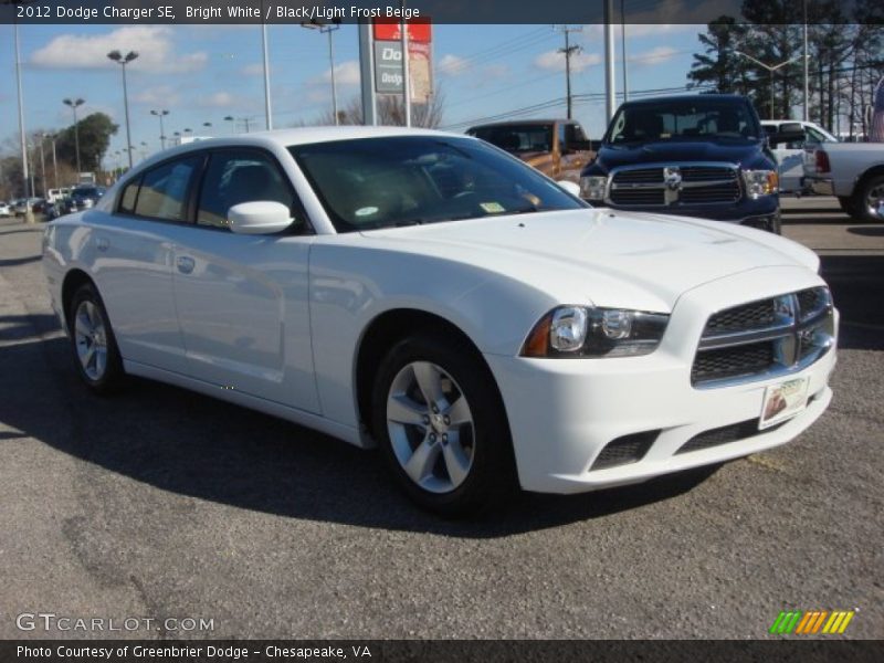 Bright White / Black/Light Frost Beige 2012 Dodge Charger SE