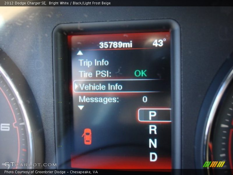 Bright White / Black/Light Frost Beige 2012 Dodge Charger SE