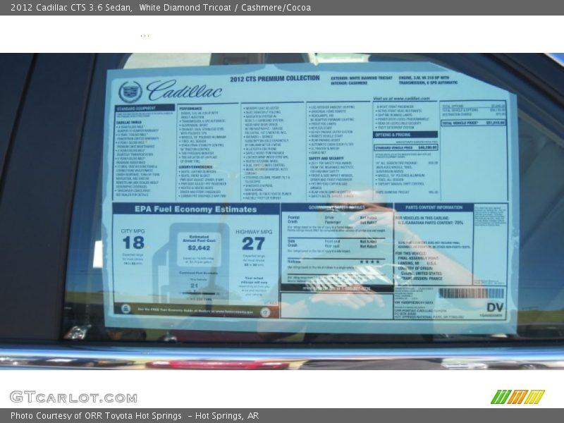 White Diamond Tricoat / Cashmere/Cocoa 2012 Cadillac CTS 3.6 Sedan