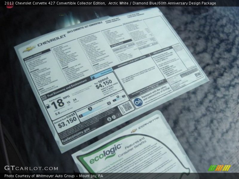  2013 Corvette 427 Convertible Collector Edition Window Sticker