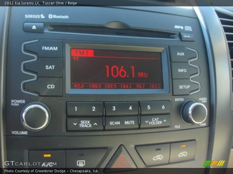 Tuscan Olive / Beige 2012 Kia Sorento LX