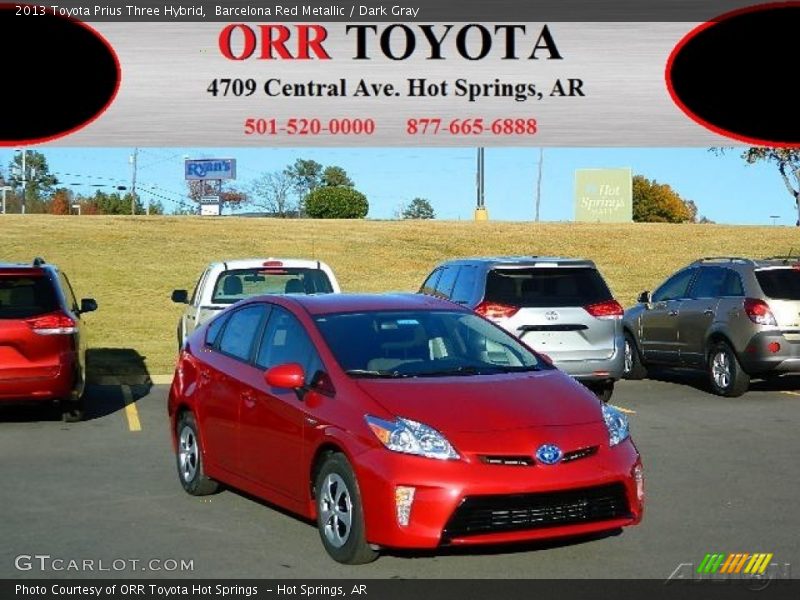 Barcelona Red Metallic / Dark Gray 2013 Toyota Prius Three Hybrid