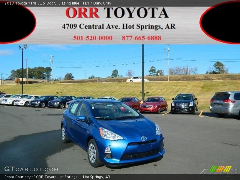 Blazing Blue Pearl / Dark Gray 2013 Toyota Yaris SE 5 Door