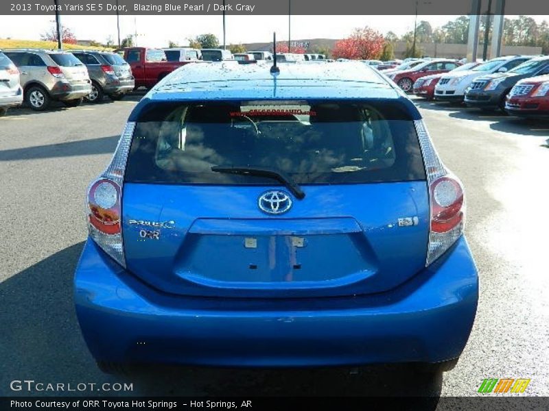 Blazing Blue Pearl / Dark Gray 2013 Toyota Yaris SE 5 Door