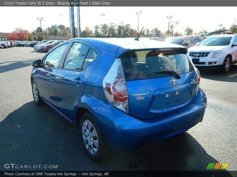 Blazing Blue Pearl / Dark Gray 2013 Toyota Yaris SE 5 Door