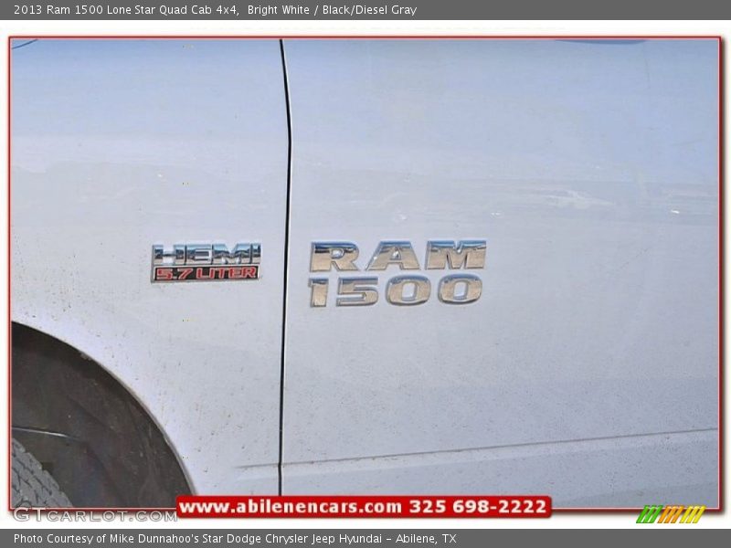 Bright White / Black/Diesel Gray 2013 Ram 1500 Lone Star Quad Cab 4x4
