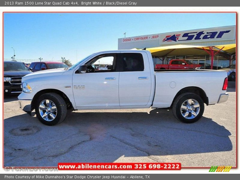 Bright White / Black/Diesel Gray 2013 Ram 1500 Lone Star Quad Cab 4x4