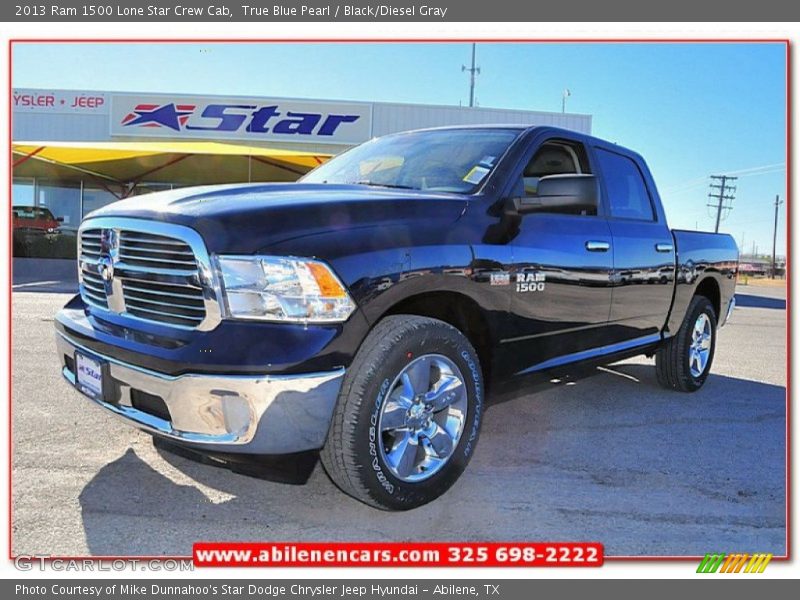 True Blue Pearl / Black/Diesel Gray 2013 Ram 1500 Lone Star Crew Cab
