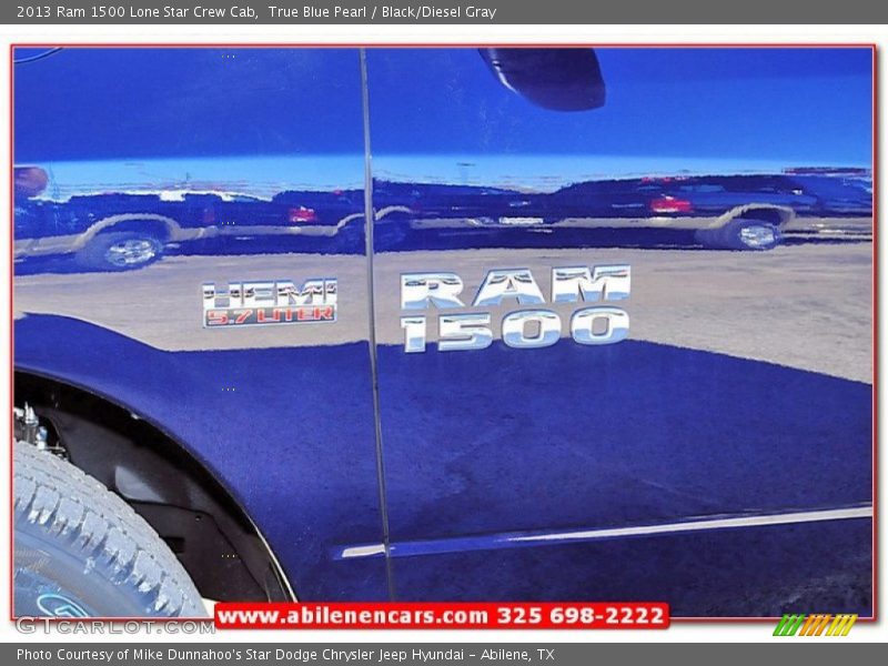 True Blue Pearl / Black/Diesel Gray 2013 Ram 1500 Lone Star Crew Cab