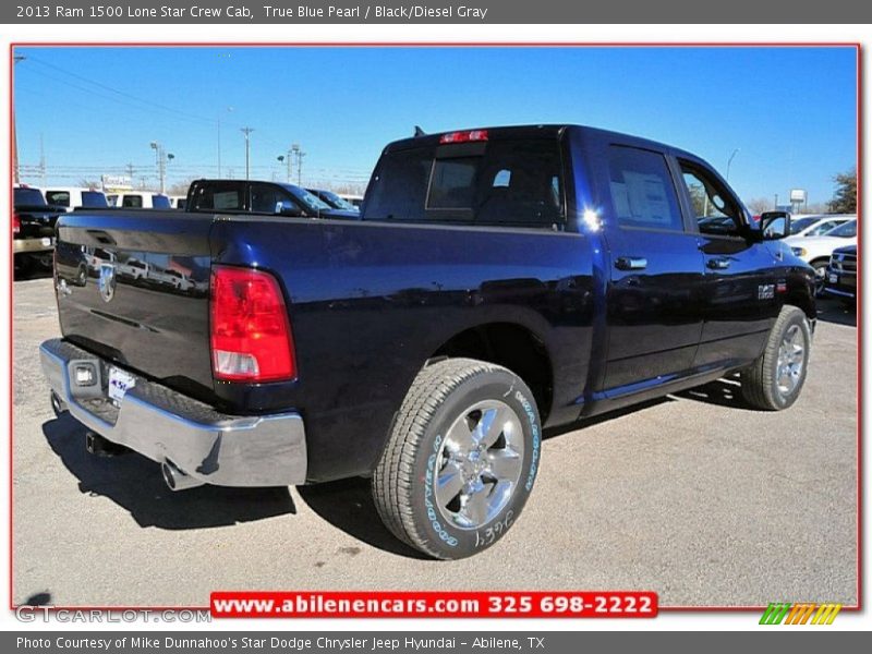 True Blue Pearl / Black/Diesel Gray 2013 Ram 1500 Lone Star Crew Cab