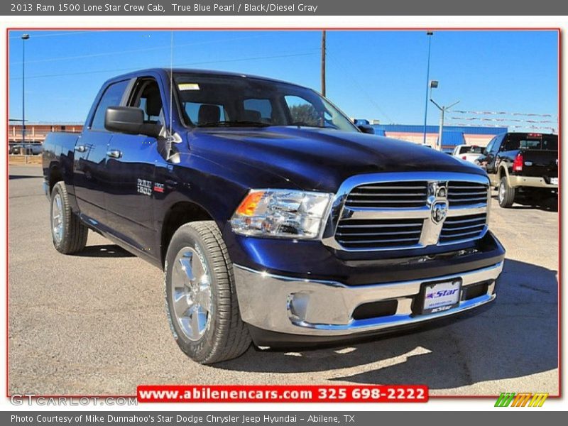 True Blue Pearl / Black/Diesel Gray 2013 Ram 1500 Lone Star Crew Cab