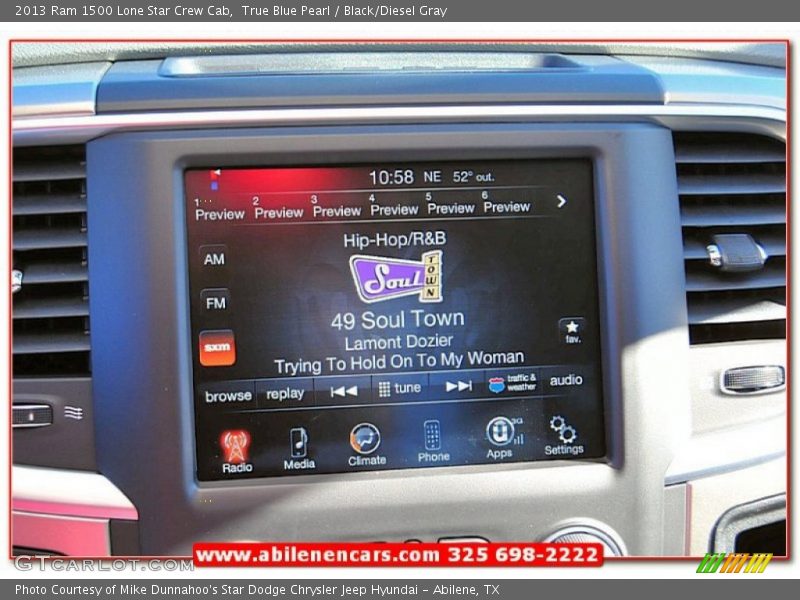 True Blue Pearl / Black/Diesel Gray 2013 Ram 1500 Lone Star Crew Cab