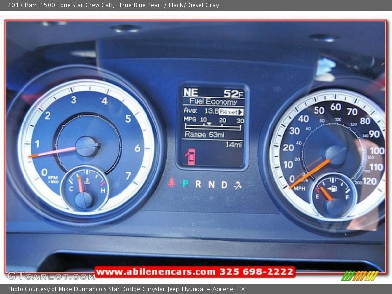 True Blue Pearl / Black/Diesel Gray 2013 Ram 1500 Lone Star Crew Cab