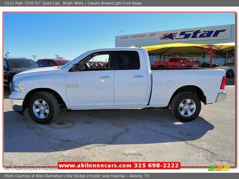 Bright White / Canyon Brown/Light Frost Beige 2013 Ram 1500 SLT Quad Cab