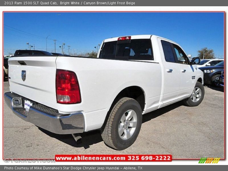 Bright White / Canyon Brown/Light Frost Beige 2013 Ram 1500 SLT Quad Cab