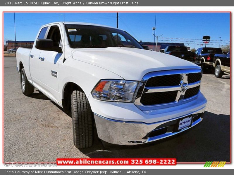 Bright White / Canyon Brown/Light Frost Beige 2013 Ram 1500 SLT Quad Cab