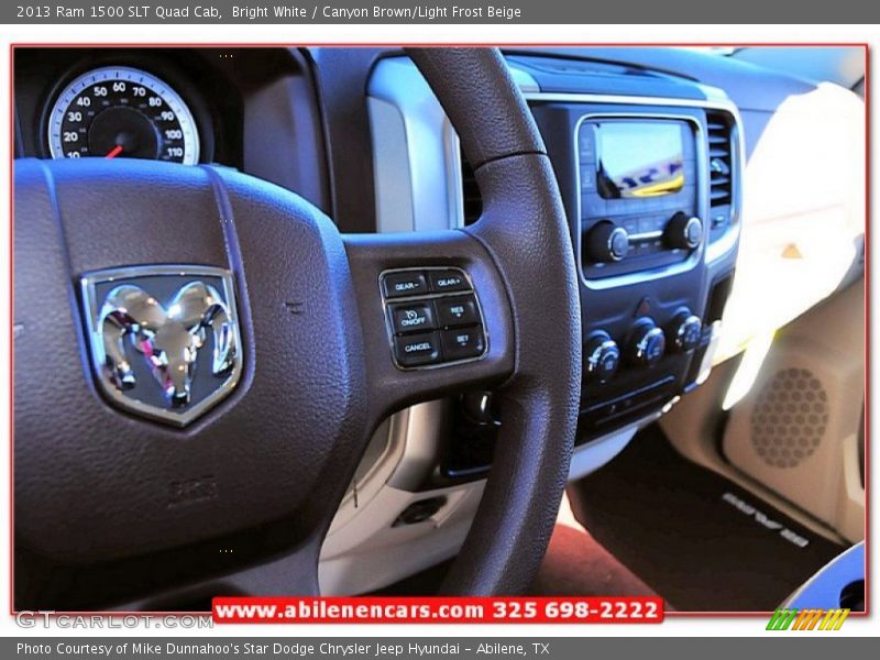 Bright White / Canyon Brown/Light Frost Beige 2013 Ram 1500 SLT Quad Cab