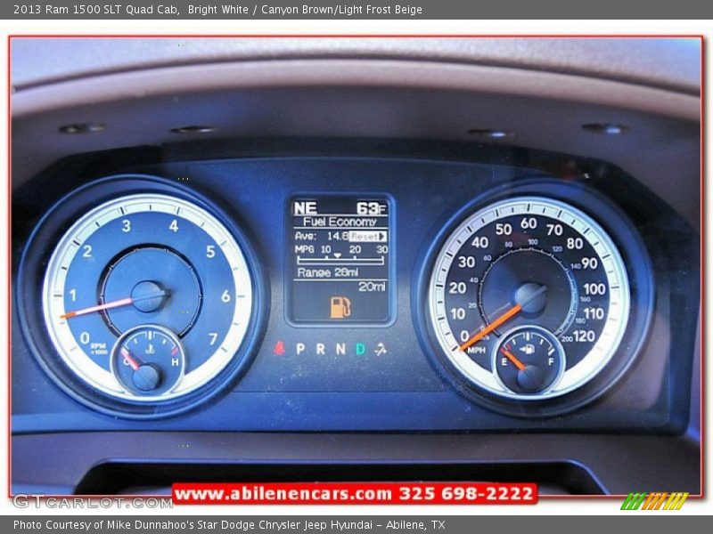 Bright White / Canyon Brown/Light Frost Beige 2013 Ram 1500 SLT Quad Cab