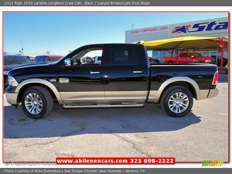 Black / Canyon Brown/Light Frost Beige 2013 Ram 1500 Laramie Longhorn Crew Cab