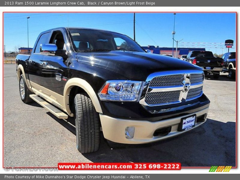 Black / Canyon Brown/Light Frost Beige 2013 Ram 1500 Laramie Longhorn Crew Cab