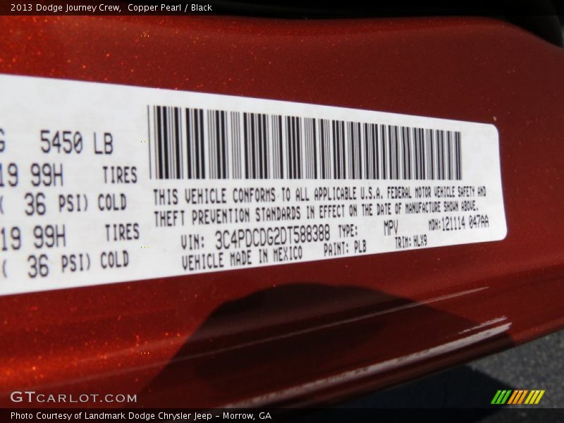 Copper Pearl / Black 2013 Dodge Journey Crew