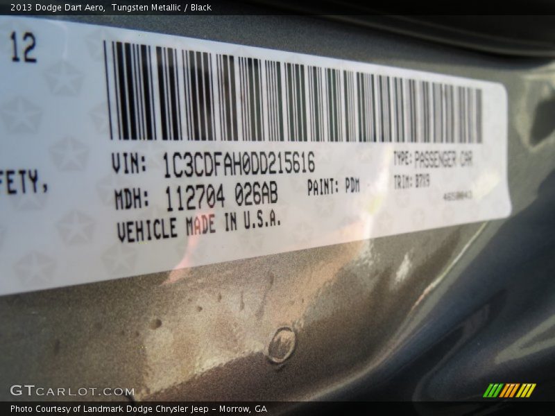 Tungsten Metallic / Black 2013 Dodge Dart Aero
