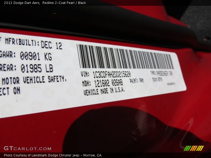 Redline 2-Coat Pearl / Black 2013 Dodge Dart Aero